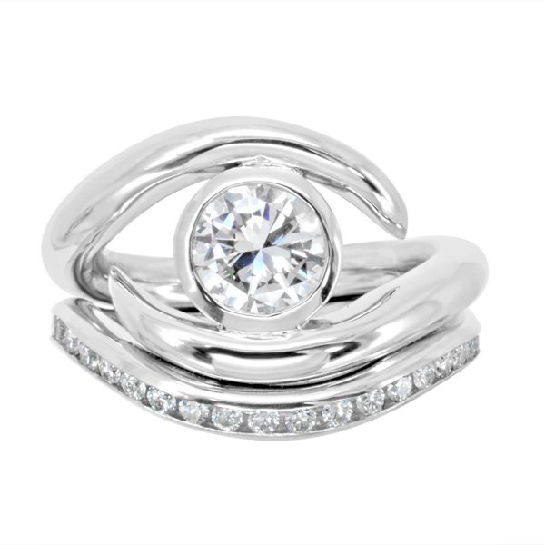 1ct Engagement Ring & Diamond Fitted Band Set 1.5ct Diamond