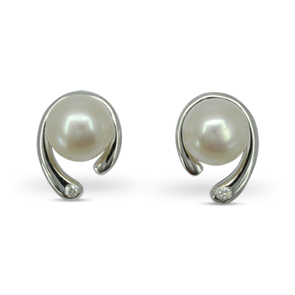 Pearl diamond spiky earstuds
