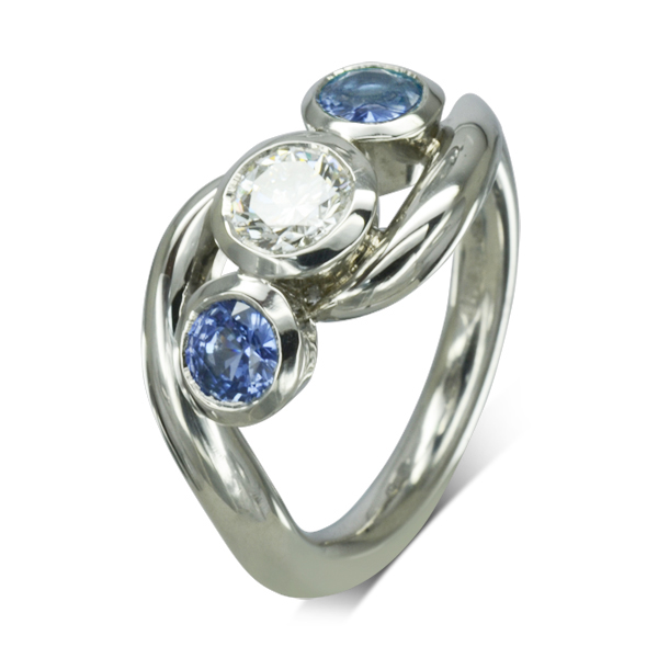 Sapphire Diamond Spiky Trilogy Ring